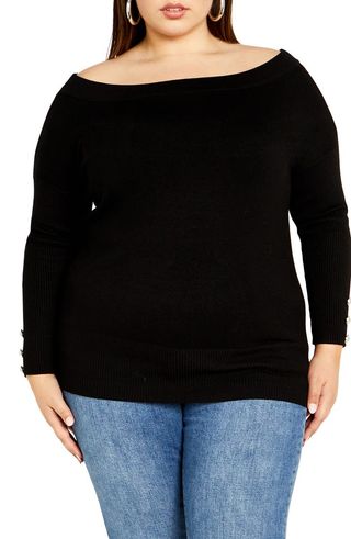 Intrigue Imitation Pearl Button Sweater