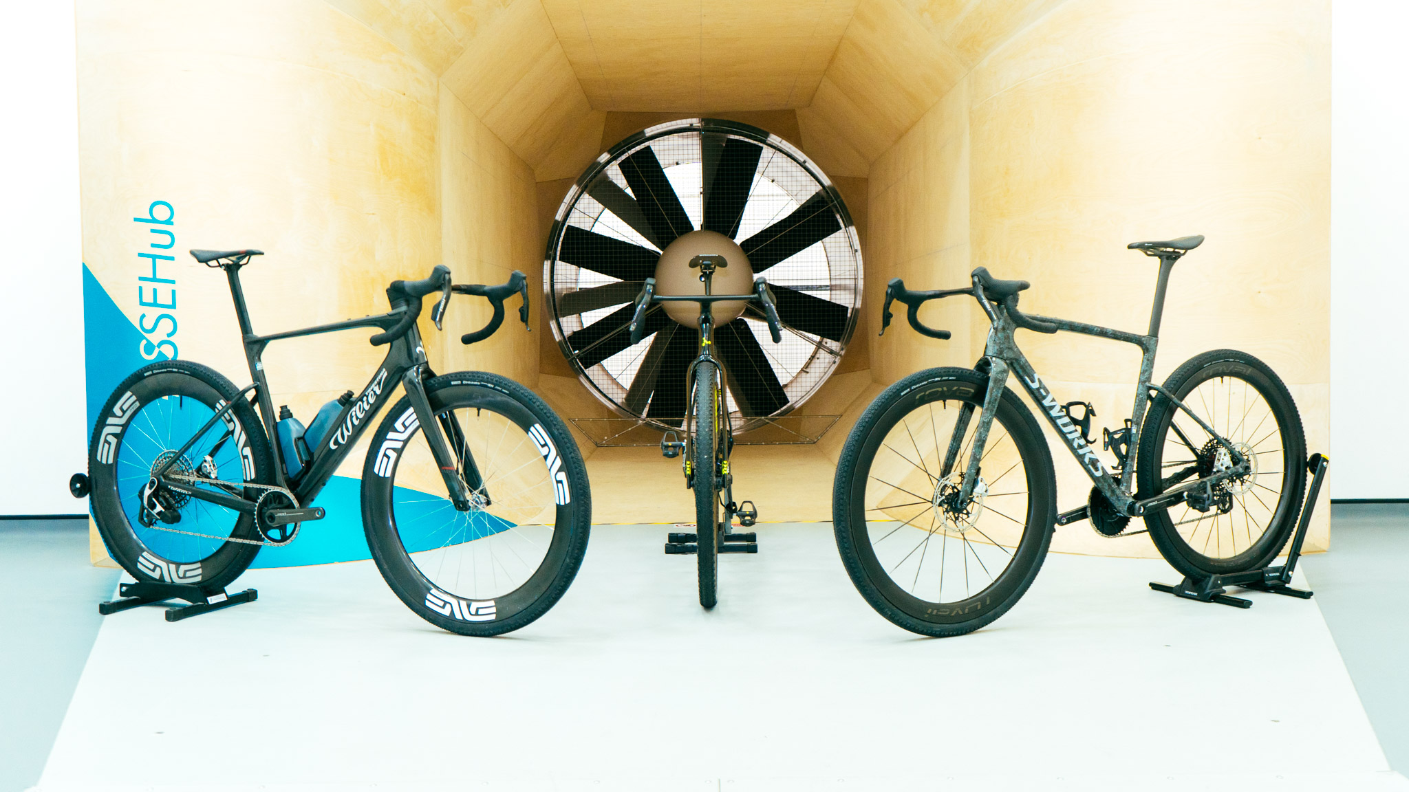 Behind the scenes in a wind tunnel gravel bike test