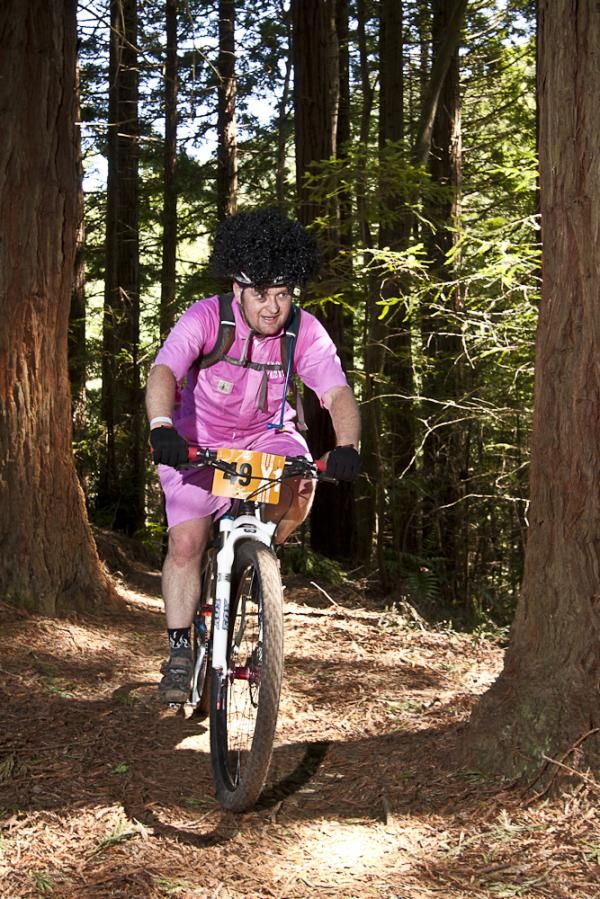 Racing through the woods.