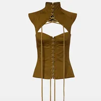Alexander McQueen Cutout lace-up cotton corset top Alexander McQueen Cutout lace-up cotton corset top