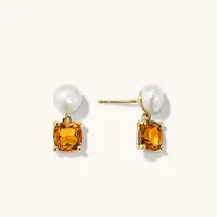 Gemstone &amp; Pearl Drop Earrings: was $275, now $220 (save $55) | Mejuri