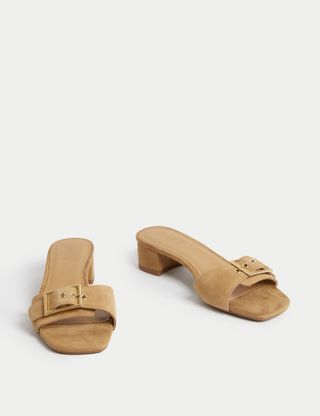 M&S Collection, Suede Buckle Block Heel Sandals