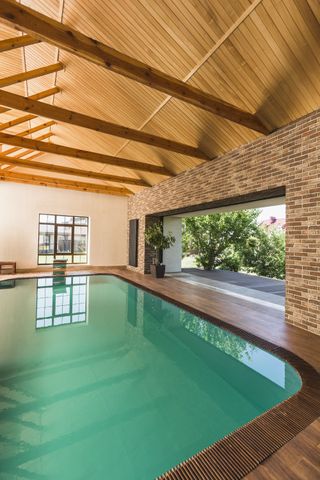 timber frame home swimming pool