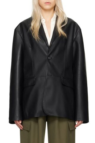 Black Olympia Faux-Leather Blazer