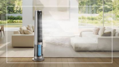 Dreo TurboCool Misting Fan 765S in a room with a white frame