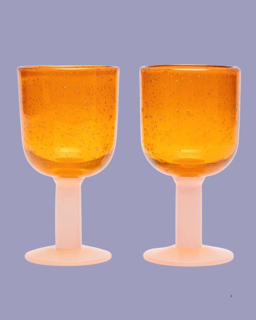 Sabina Pink Glass Wine Goblets, Set of 2