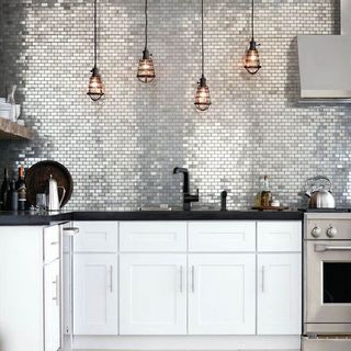 mirror tiles in kitchen