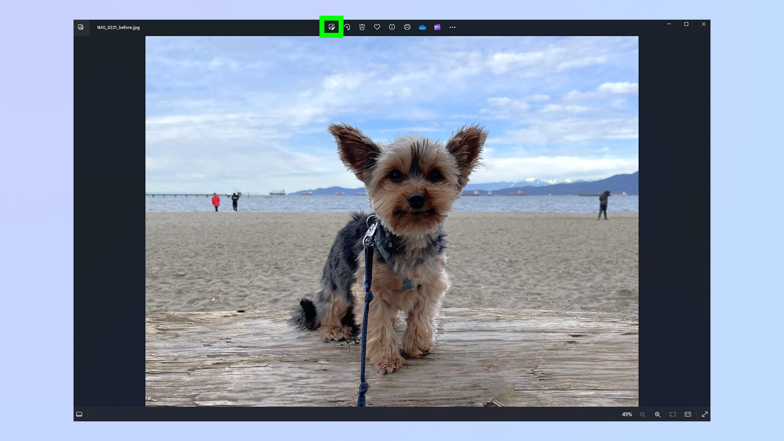 A screenshot showing how to use Generative erase in MS Photos