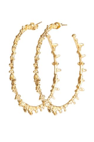 Lenique Louis Large Gold Spine Hoops Earrings
