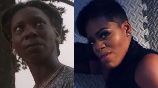 Screenshots of Whoopi Goldberg in The Color Purple and Fantasia Barrino in 'Bad Girl" music video