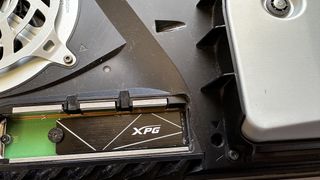 The Adata XPG Gammix S70 Blade inside the PS5