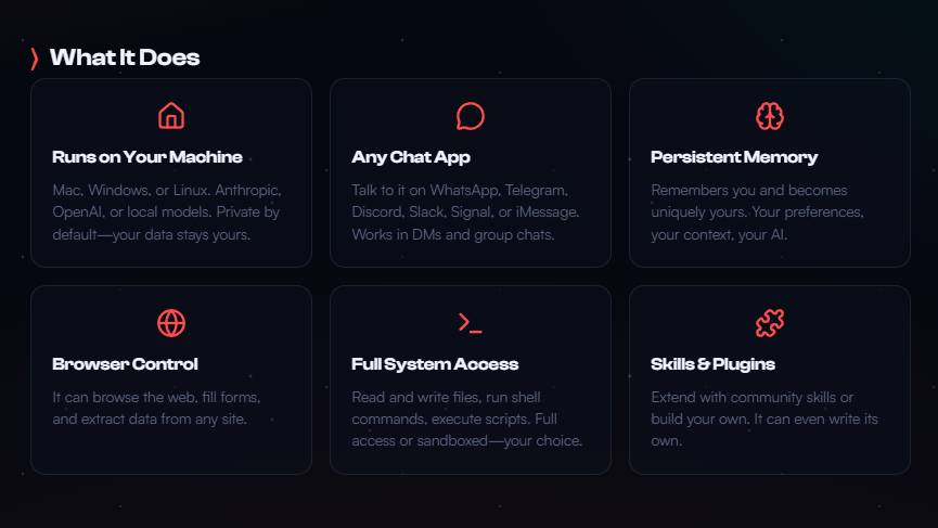 A graphic showing what Moltbot can do.