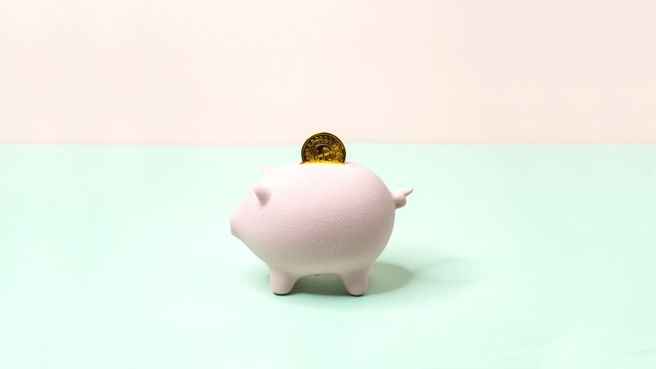 Minimalist one pastel colour piggy bank