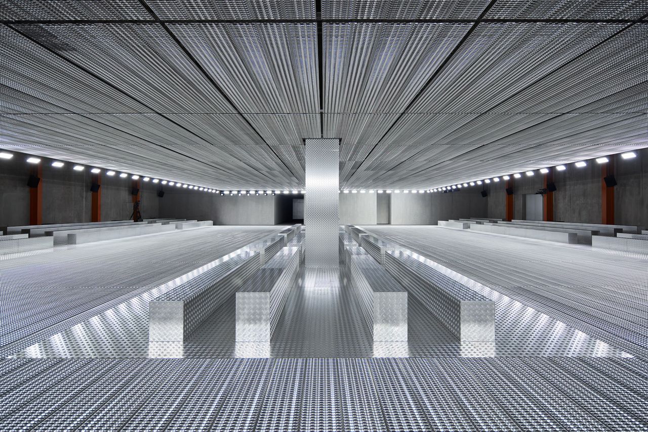 Prada runway set at Men’s Fashion Week S/S 2024