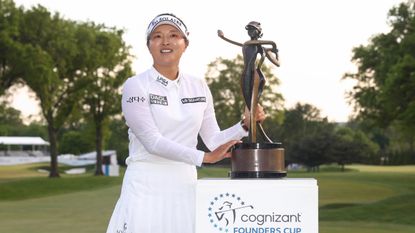 Jin Young Ko with the Cognizant Founder Cup trophy
