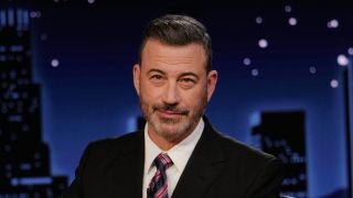 Jimmy Kimmel looking into camera during return to Jimmy Kimmel Live! post-suspension