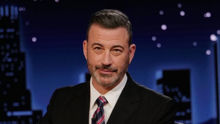 Jimmy Kimmel looking into camera during return to Jimmy Kimmel Live! post-suspension
