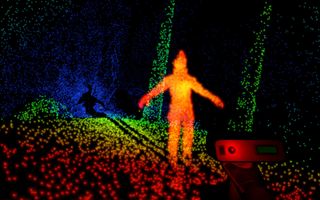 The "shadow" behind this figure is just a product of it blocking LIDAR particles from that angle.