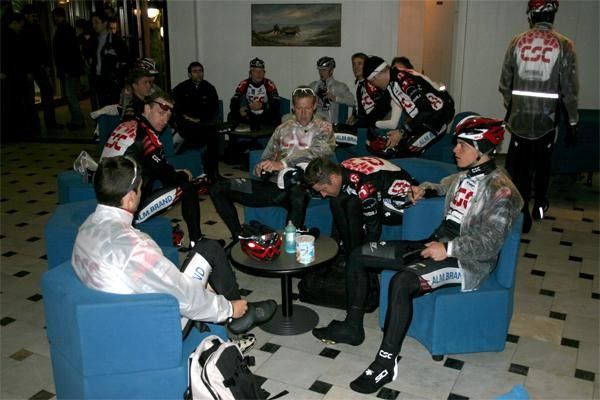 The team gathers