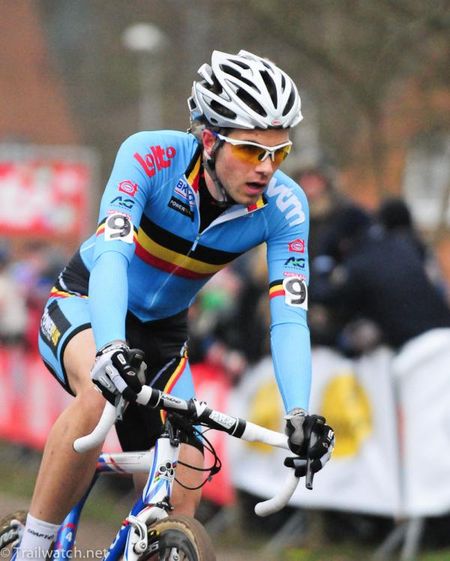 Neils Albert (Belgium) with two laps to go