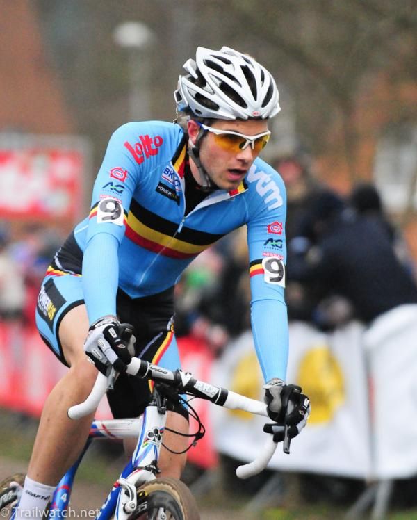 Neils Albert (Belgium) with two laps to go