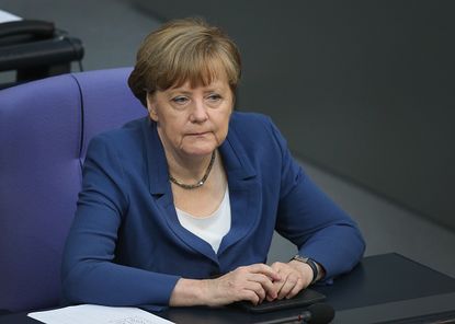 German Chancellor Angela Merkel at parliament 