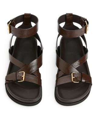 Multi-Strap Leather Sandals - Dark Brown - Arket Gb