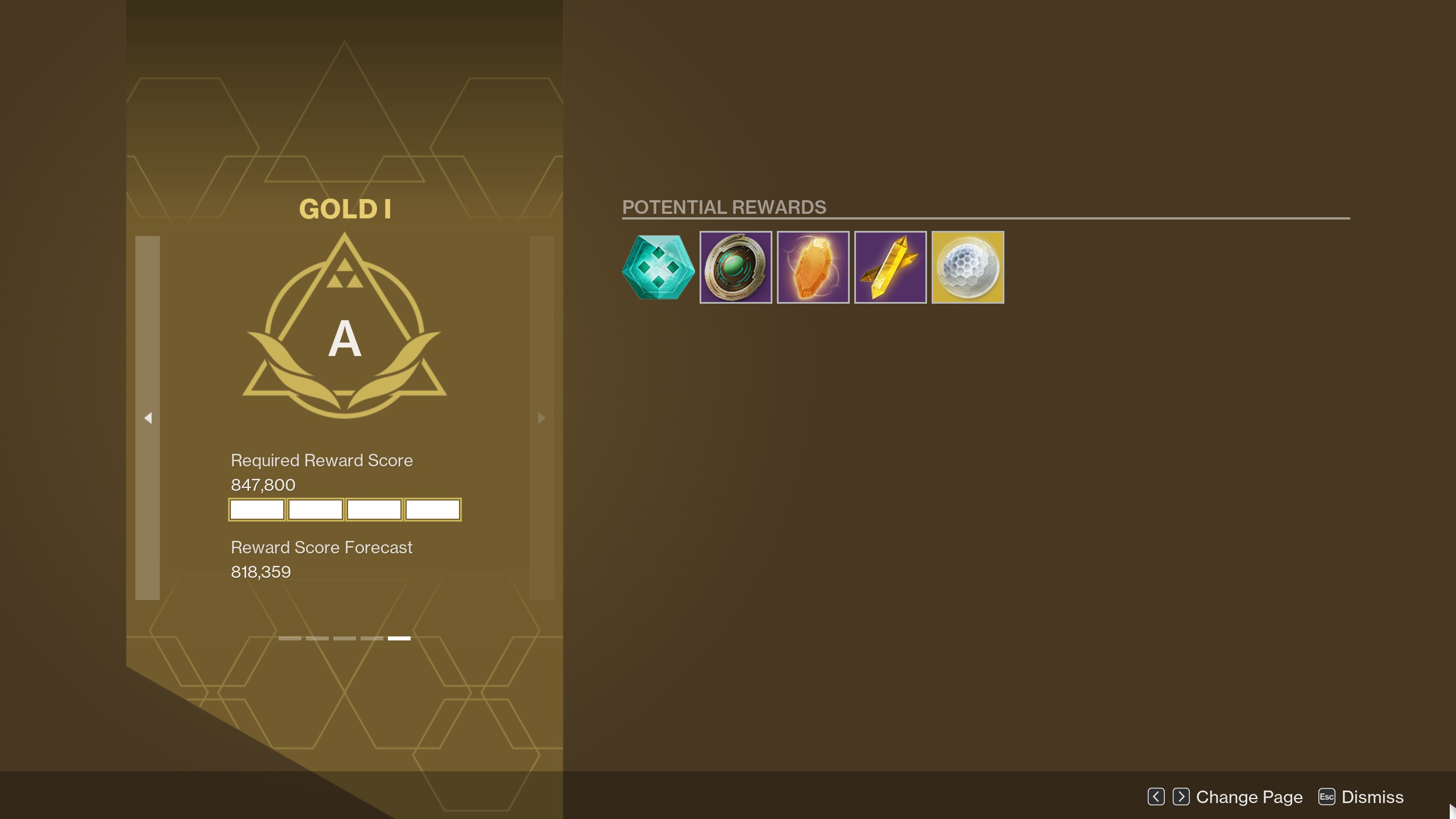 The Portal rewards screen.
