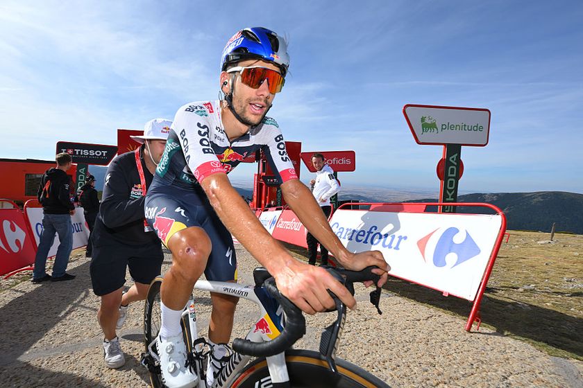 BOLA DEL MUNDO, SPAIN - SEPTEMBER 13: Matteo Sobrero of Italy and Team Red Bull - BORA - hansgrohe crosses the finish line during the La Vuelta - 80th Tour of Spain 2025, Stage 20 a 164.8km stage from Robledo de Chavela to Bola del Mundo. Puerto de Navacerrada 2253m / #UCIWT / on September 13, 2025 in Bola del Mundo. Puerto de Navacerrada, Spain. (Photo by Tim de Waele/Getty Images)