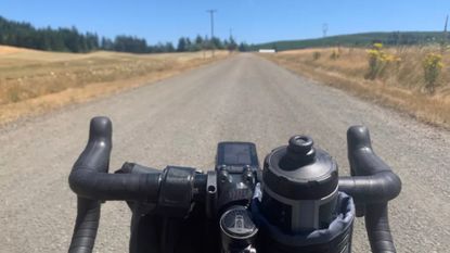 Image shows a rider following a new gravel route on a cycling computer.