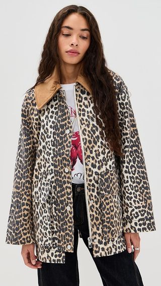 Ganni Printed Canvas Midi Jacket