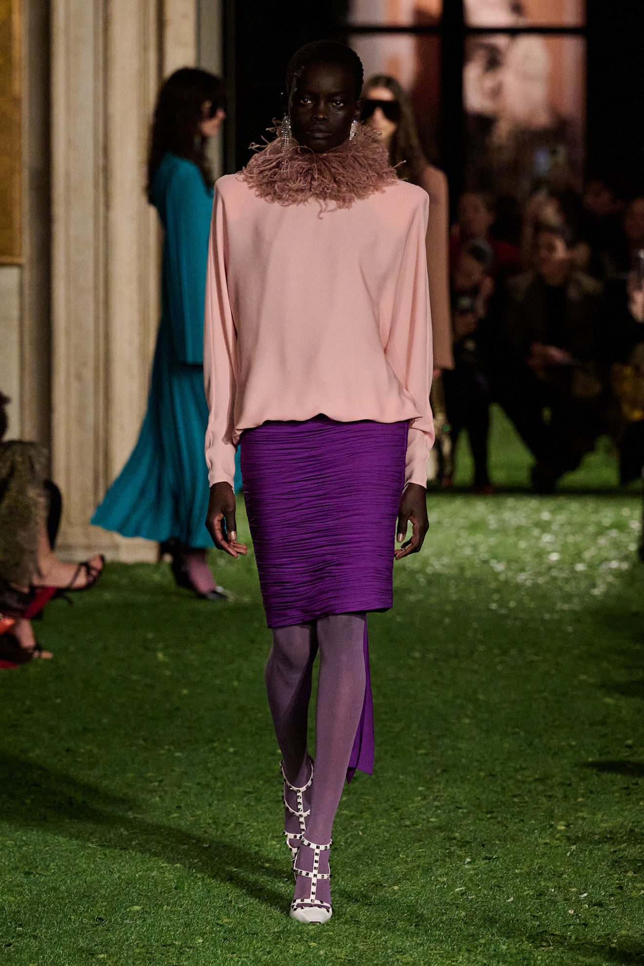 Model walking in Valentino Fall Winter 2026 show.