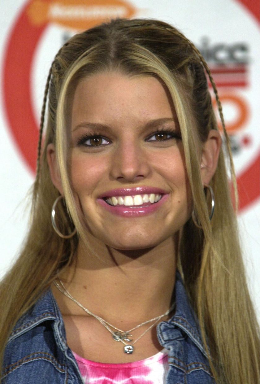 Jessica Simpson with baby braids in 2000
