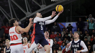 Jimmer Fredette of Team USA shoots the ball ahead of the 3x3 basketball live streams at Olympics 2024