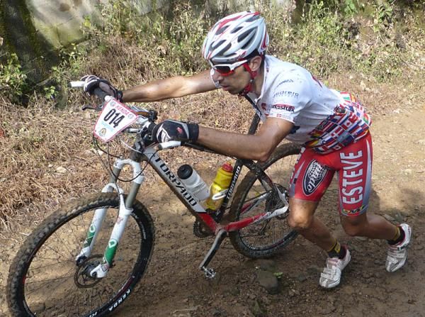 Ismael Ventura walks up a climb.