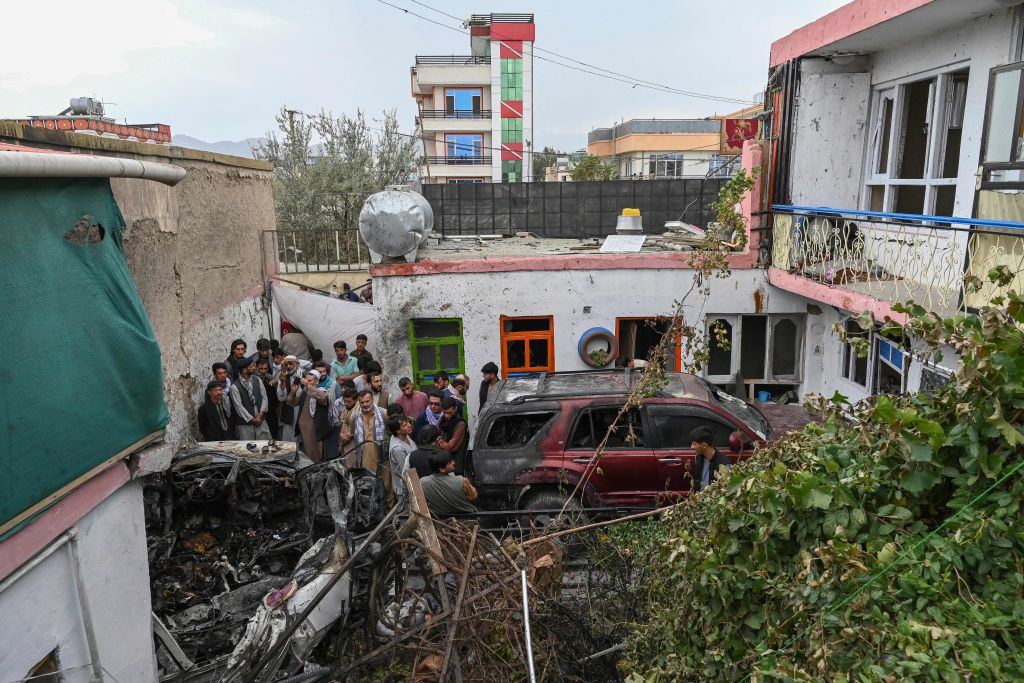 Aftermath of alleged drone strike in Kabul.