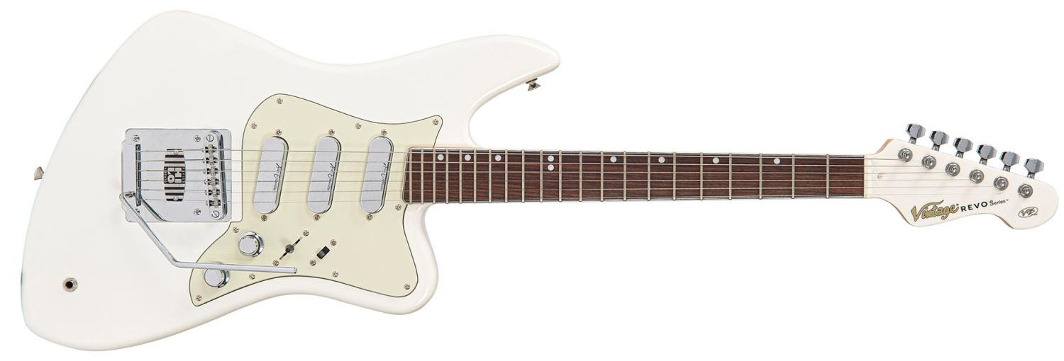 Vintage REVO Galactica: a retro-inspired red electric with switches, three pickups and vibrato
