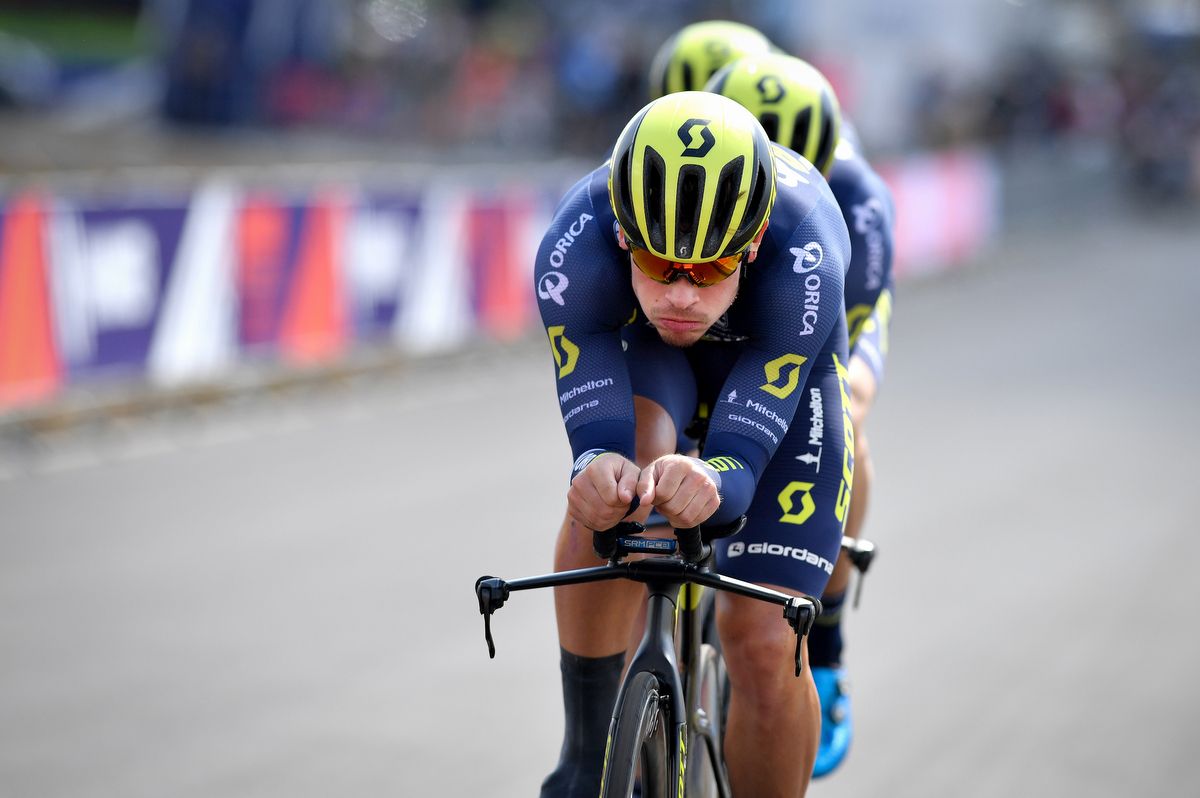 Alex Edmondson driving Orica-Scott