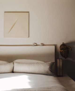 bed in scandi neutral room
