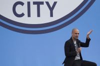 Manchester City manager Pep Guardiola speaks to supporters on the day of his presentation as manager in July 2016.