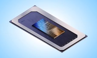 Intel Meteor Lake CPU on blue background