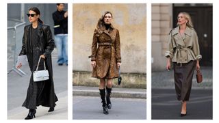 street style influencers showing how to style a trench coat for the evening