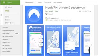 Et skærmbillede af NordVPN's Android-app
