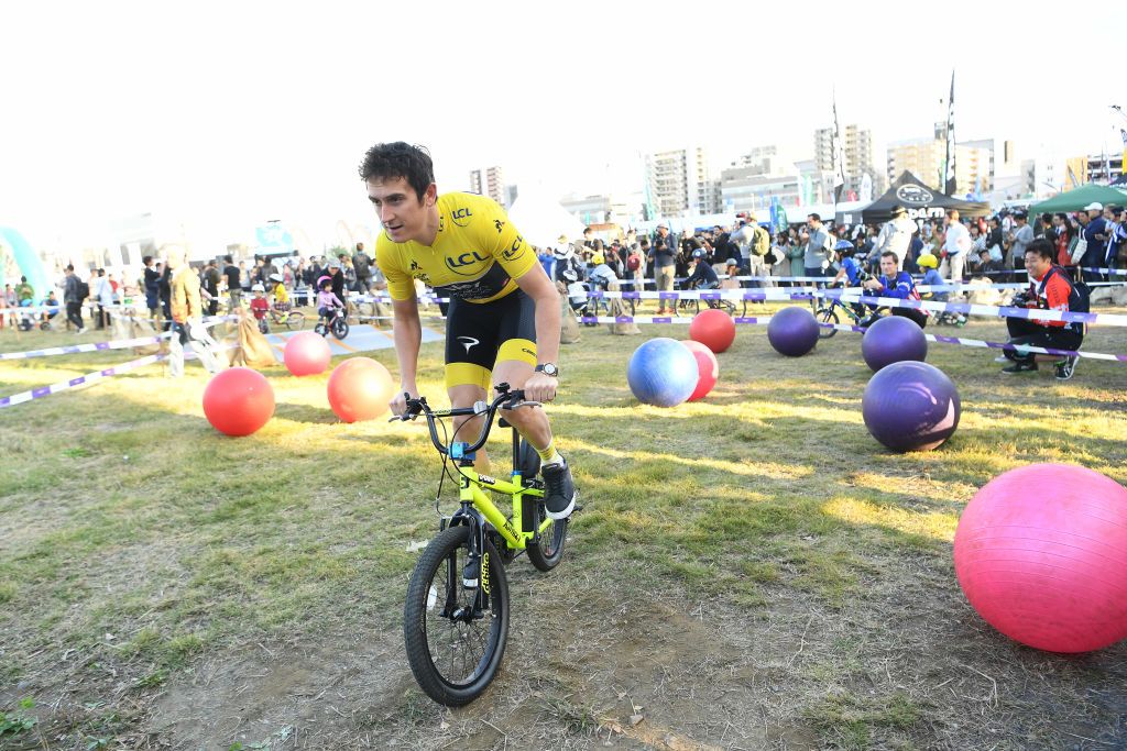 Geraint Thomas got his own yellow BMX bike