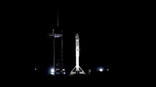  A view of SpaceX's Falcon 9 and Dragon on the pad before the launch attempt was called off on Aug. 28, 2021.