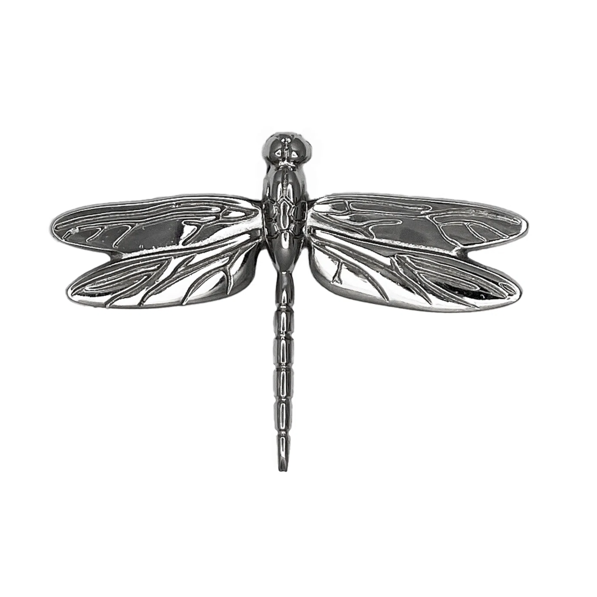 a silver dragonfly shaped door knocker