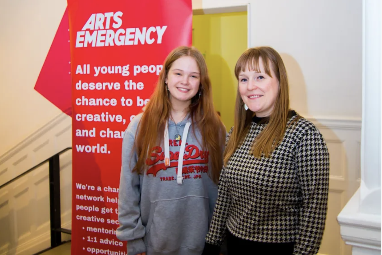 an image of a mentor and mentee from Arts Emergency which helps young people get into the creative arts, and is one of the charities being supported by the Arts for Impact2026 campaign