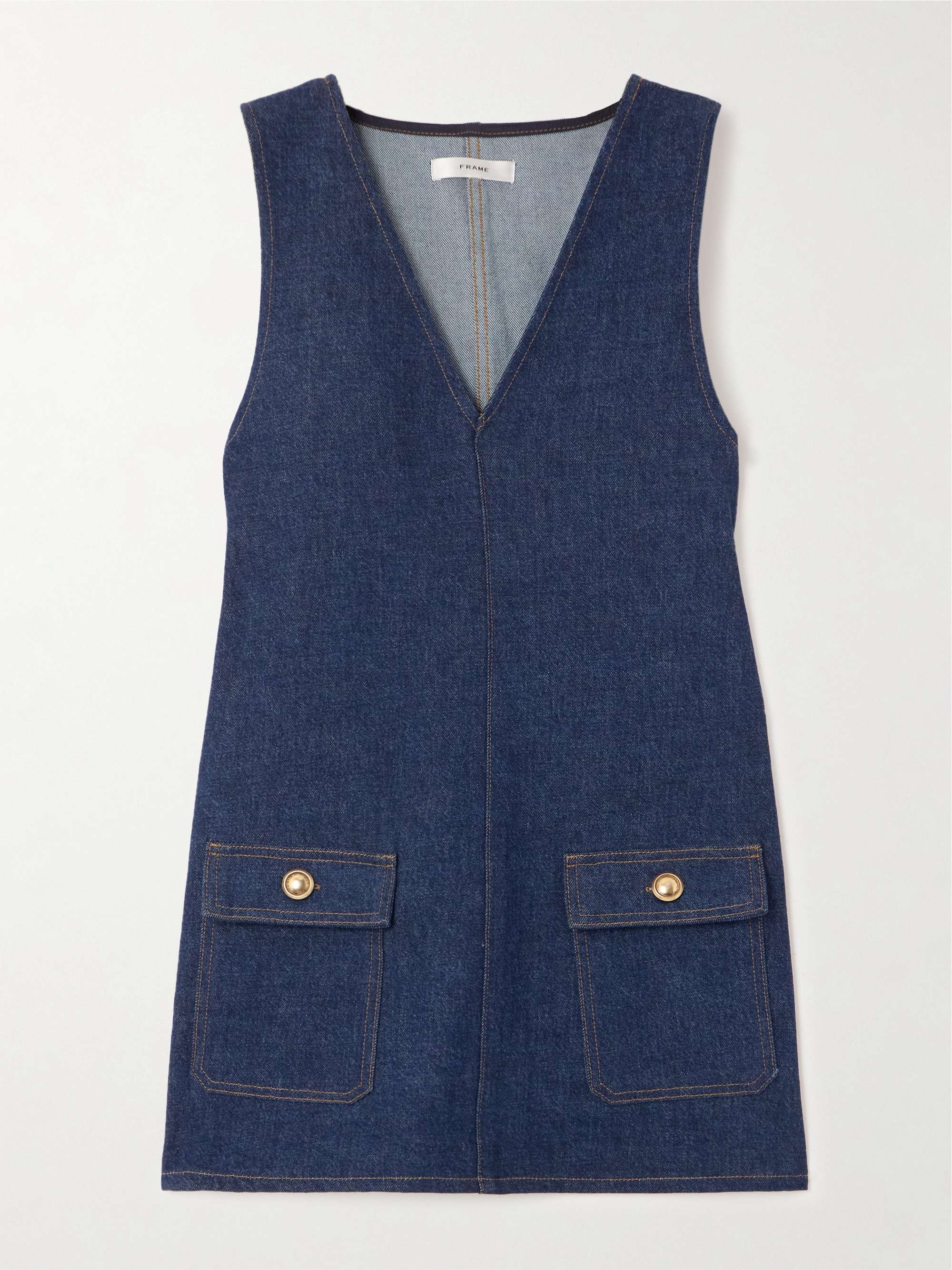 The Pinafore Paneled Denim Mini Dress