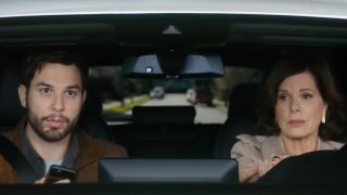Season 1 So Help Me Todd scene with Skyler Astin and Marcia Gay Harden driving in a car. 