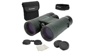 Product photo of the Celestron Nature DX 8x42 and accessories